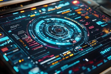 Obraz premium Futuristic digital dashboard with glowing interface