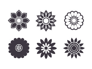 Sunflower logo silhouette vector, black silhouette of a sunflower on an isolated background, sunflower icon vector silhouette, sunflower logo in black silhouette