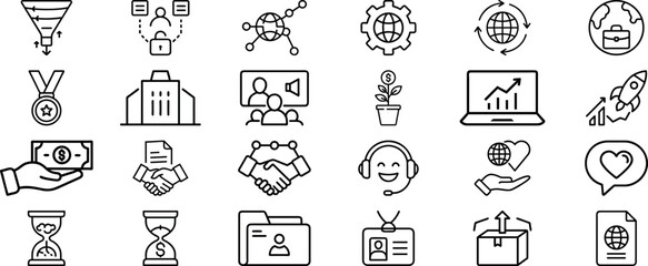 Business Icon Set of Vector Illustrations for Strategy, Marketing, Leadership, and Communication Money, Marketing, Strategy, Leadership, and Economic Growth