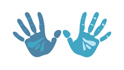 Stylized Blue Handprints Vector Illustration