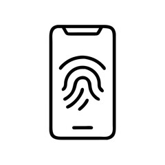 Mobile Phone Fingerprint Scan Single Line Icon