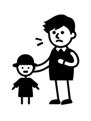 Concerned Adult with Wary Child Illustration