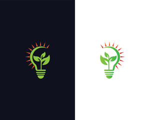 Green energy light bulb logo concept vector template for eco friendly initiatives and sustainable solutions