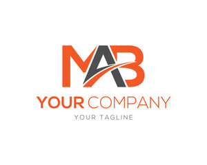 Elegant MAB initial logo vector template with swoosh design in orange and gray suitable for business or personal brand
