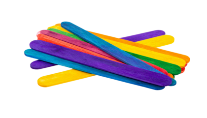colorful Popsicle sticks for crafts isolated on solid white background  Png