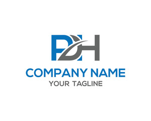 Modern initial PDH letter logo design abstract elegant intertwined shape company identity vector template for branding