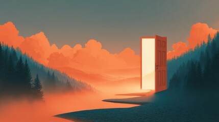 A 4K photo of stylized of an Inviting Door Opening to a Bright and Promising Future Welcoming New Opportunities and Adventure.