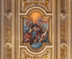 FLORENCE, ITALY - MARCH 19, 2025: The painting (ceiling) of Virgin Mary in his Glory in the church Basilica di San Marco by Giovanni Antonio Pucci (1725).