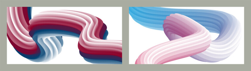 Abstract volumetric background. Cords. set of two illustrations. Toothpaste in a tube. Minimalism. Creative modern background. Cover design, wallpaper, background. eps vector.