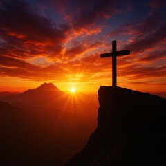 cross at sunset