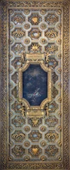 FLORENCE, ITALY - MARCH 18, 2025: The coffered ceiling with the paint Glory of St. Philip Neri in the chruch Chiesa di San Filippo Neri by Giovanni Camillo Sagrestani (1715). © Renáta Sedmáková