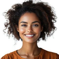 Portrait of african woman smiling isolated on transparent background
