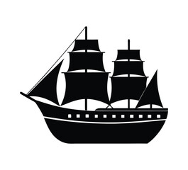 Ship side view silhouette vector,