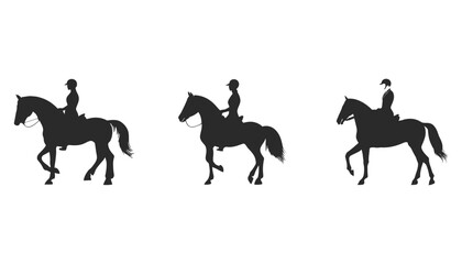 Elegant Equestrian Silhouettes Horse Rider Graphics for Design Projects