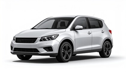 Blank Light Grey Hatchback 3/4 Front Mockup