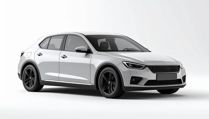 Blank Light Grey Hatchback 3/4 Front Mockup