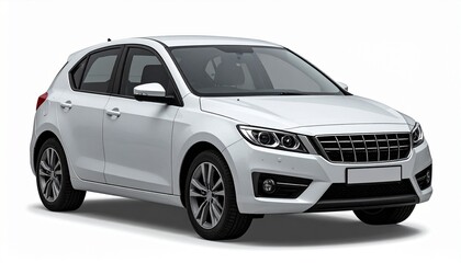 Blank Light Grey Hatchback 3/4 Front Mockup