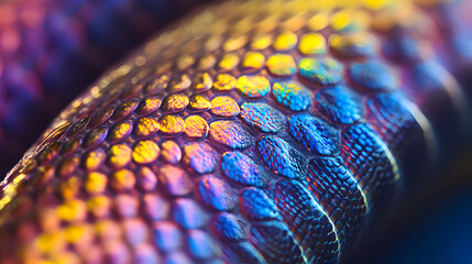 Detailed close up of a snakes  scales showing the snake upper layer