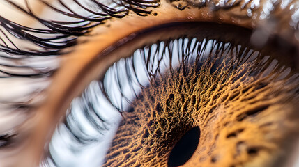 Extreme close-up of a human iris, revealing the fine lines, textures, and unique patterns that make up the eye