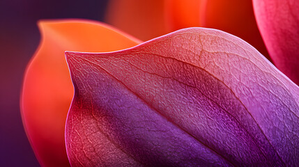 Macro image of a flower petal, revealing its velvety texture and subtle gradients of color blending into each other,