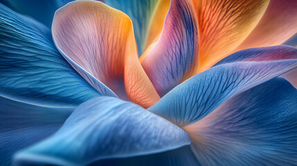 Macro image of a flower petal, revealing its velvety texture and subtle gradients of color blending into each other,