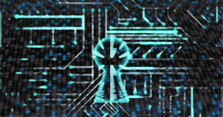 Image of network of connections with icons over dark background