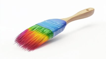 Fototapeta premium Colorful paintbrush presented against a white backdrop.