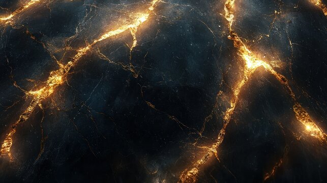 Dark surface with cracks filled with glowing light