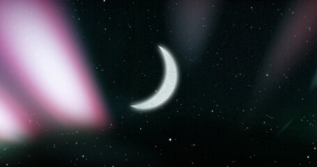 Naklejka premium Image of moon over light trails