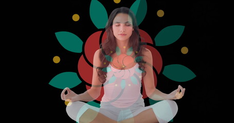 Obraz premium Image of caucasian woman meditating over flower