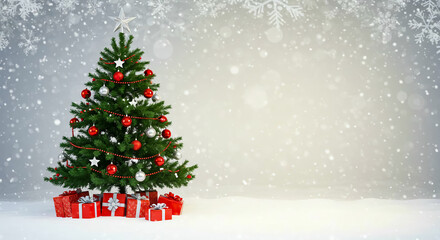 Christmas Tree With Gifts Holiday Celebration Festive Atmosphere Background