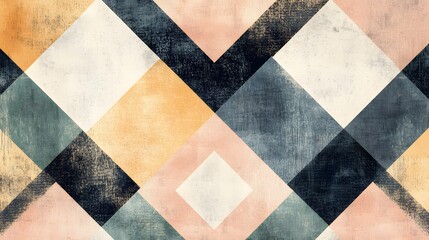 Fototapeta premium Geometric pattern design with muted colors and texture.