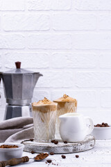 Dalgona whipped coffee with milk