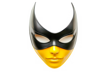 Superhero face mask with yellow chin on transparent background