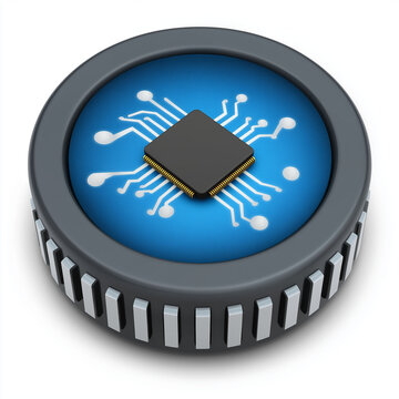 Embedded system hardware integration smart device. Microcontroller automation. 3D clip art. Integrated hardware shell for smart control in embedded systems.