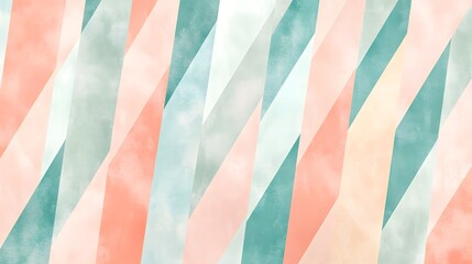 Abstract design with diagonal stripes and soft color palettes.