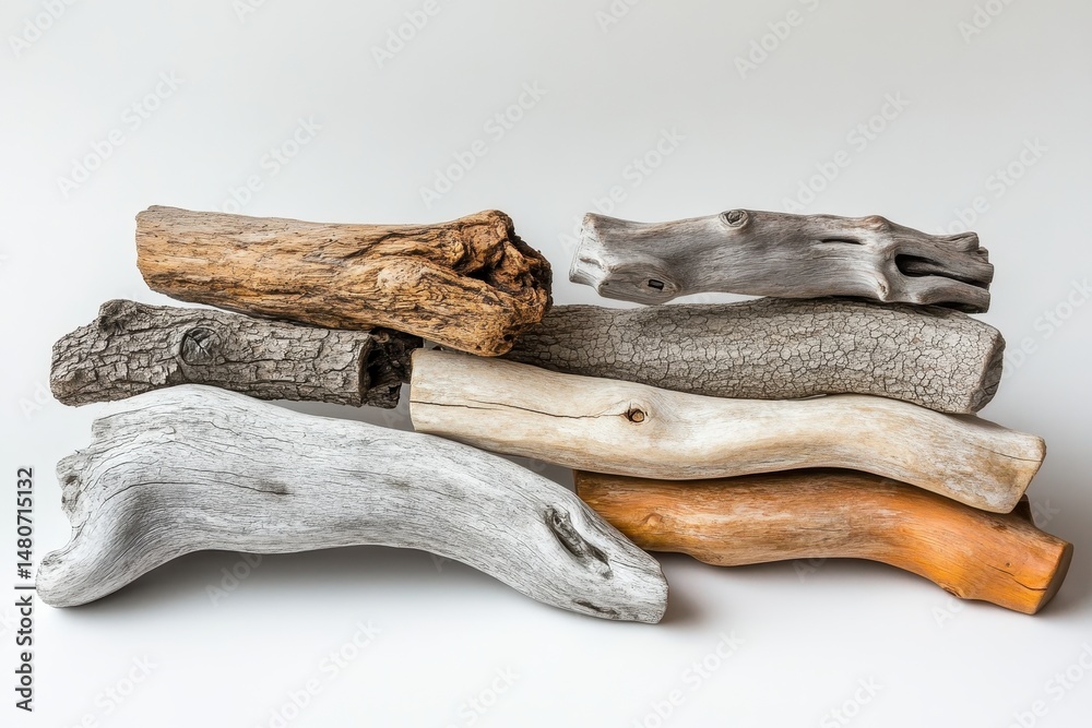 Aufkleber unique piece of weathered driftwood display in natural light showcasing intricate textures and grain
