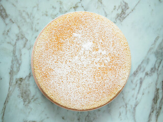 Homemade yogurt cake with icing sugar