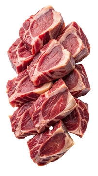 Fresh raw beef meat cuts for cooking delicious meals and healthy eating on black background on transparent background