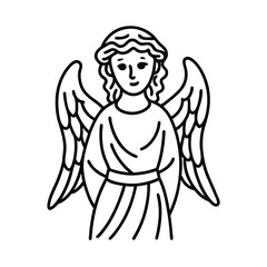angel figure sketch line art vector