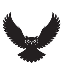 Obraz premium Flying Owl Silhouette Logo – Majestic Bird Vector Illustration.
