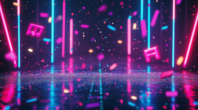 Back To The 90's Backdrop on black background, 90s Theme Party Decoration, Retro Birthday Sign, Nostalgic Disco, Millennial Gen Z Hip Hop Banner. Typical retro background of the 90&rsquo;s.