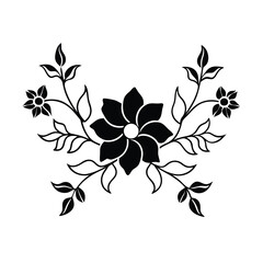 black vector silhouette floral border art