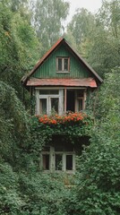 Fototapeta premium rustic house in dense forest 
