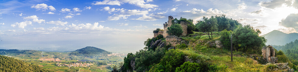 Fototapeta premium Rugat castle, in the top of a mounain
