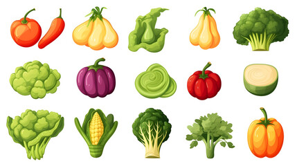 Professional Set of Cartoon Vegetable Vector Illustrations for Marketing Materials