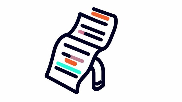 stylized illustration of a document with multicolored lines on white background