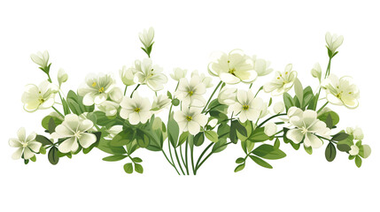 Vibrant Spring Flower Pattern with Cartoon Shepherds Purse Flowers