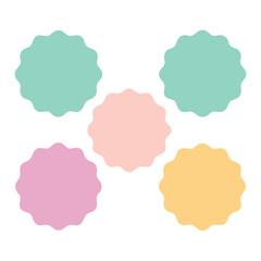 Pastel Color Palette Collection of WavyEdged Shapes on White Background Design Element