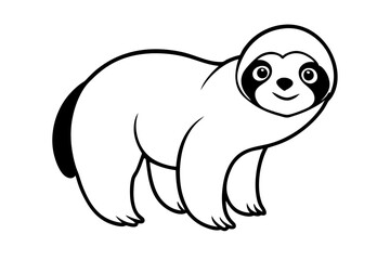 sloth silhouette line art vector illustration with a white background